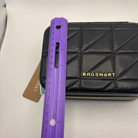 NWT BAGSMART Travel Jewelry Box PU Leather Organizer Layer Case Black - Picture 2 of 5